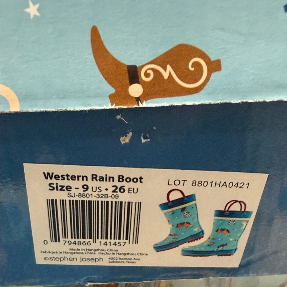 Stephen Joseph Kids' Horse Print Rain Boots, age 4-5, see chart, NWT $57 retail